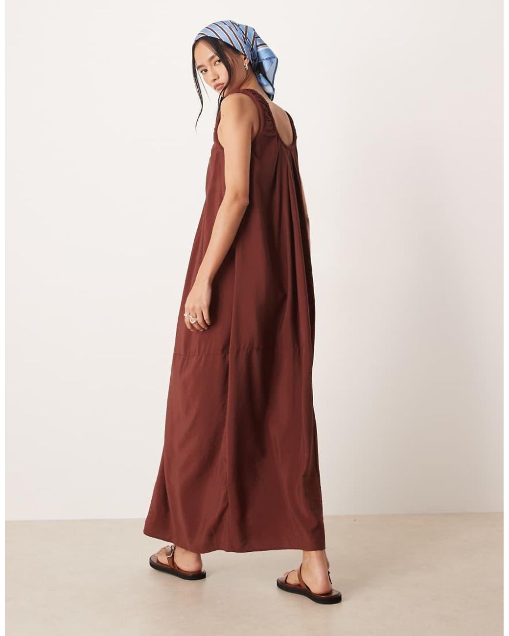 ASOS Red Techy Scoop Ruched Neck Maxi Sundress