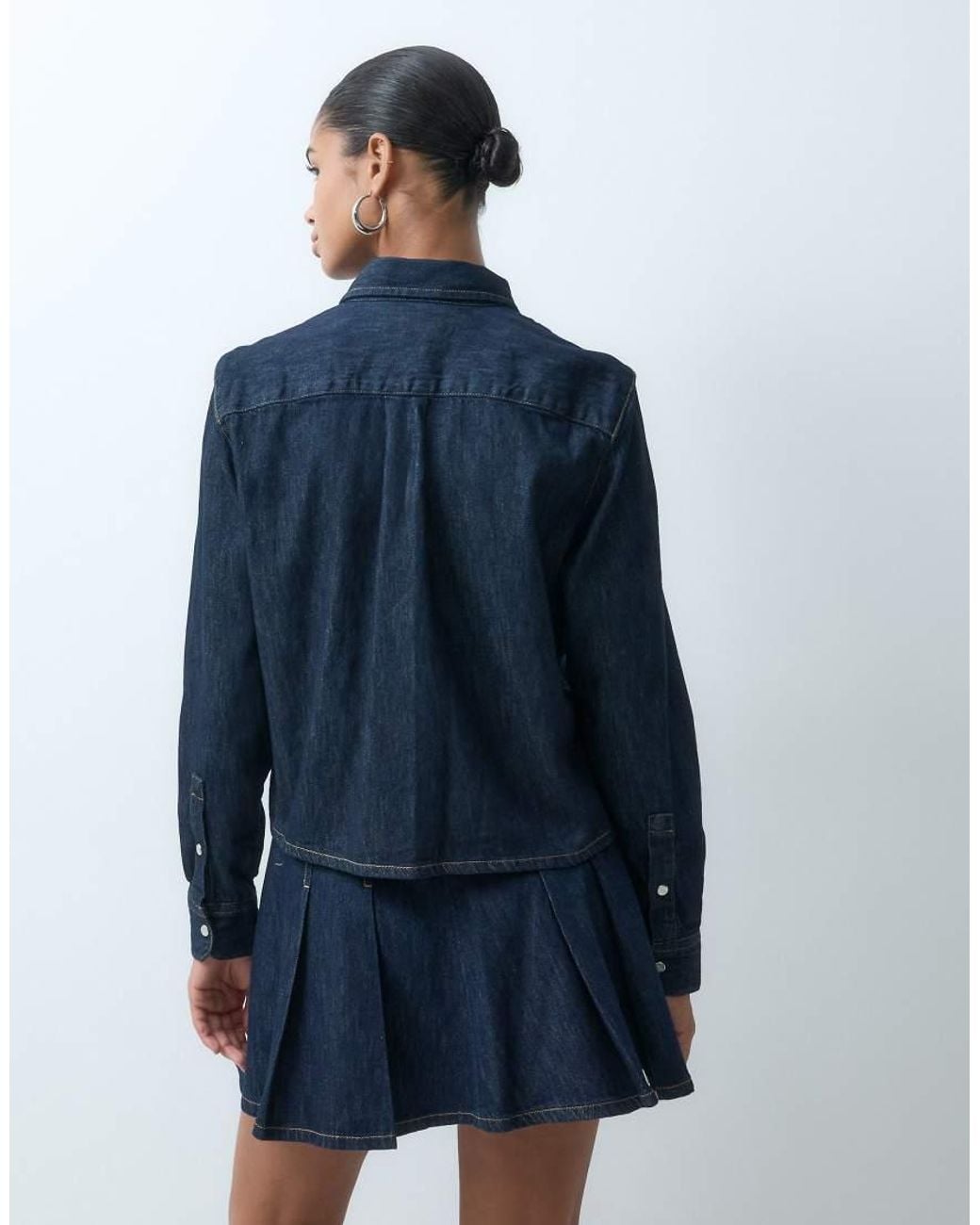 Lacoste Blue Regular Fit Cropped Denim Co-Ord Shirt