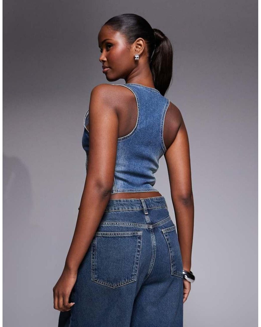 Abrand Jeans Blue Denim Pinstripe Skirt