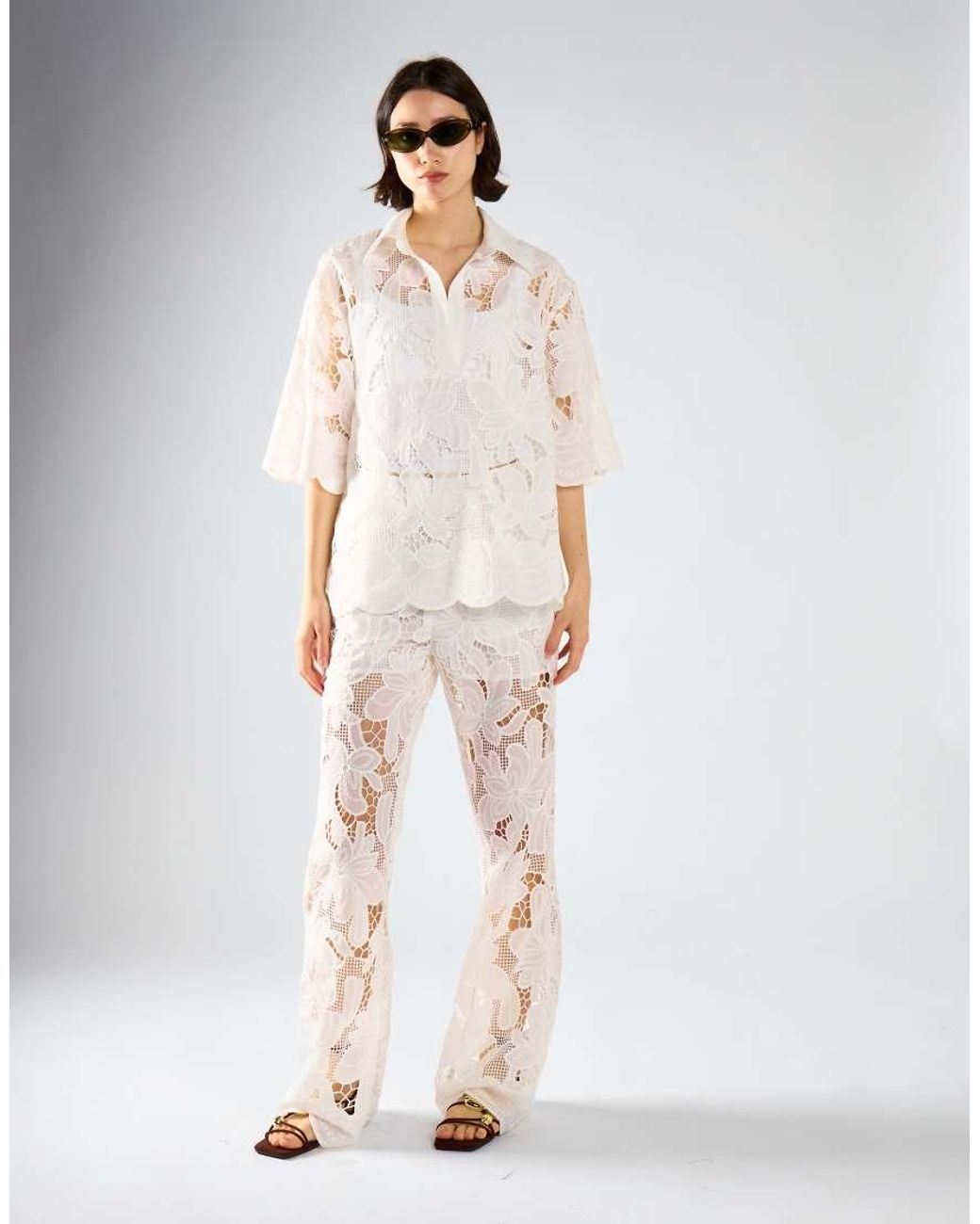 Glamorous White Flared Leg Trousers