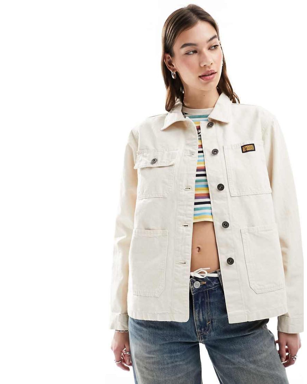 Superdry White Cotton Vintage Chore Jacket