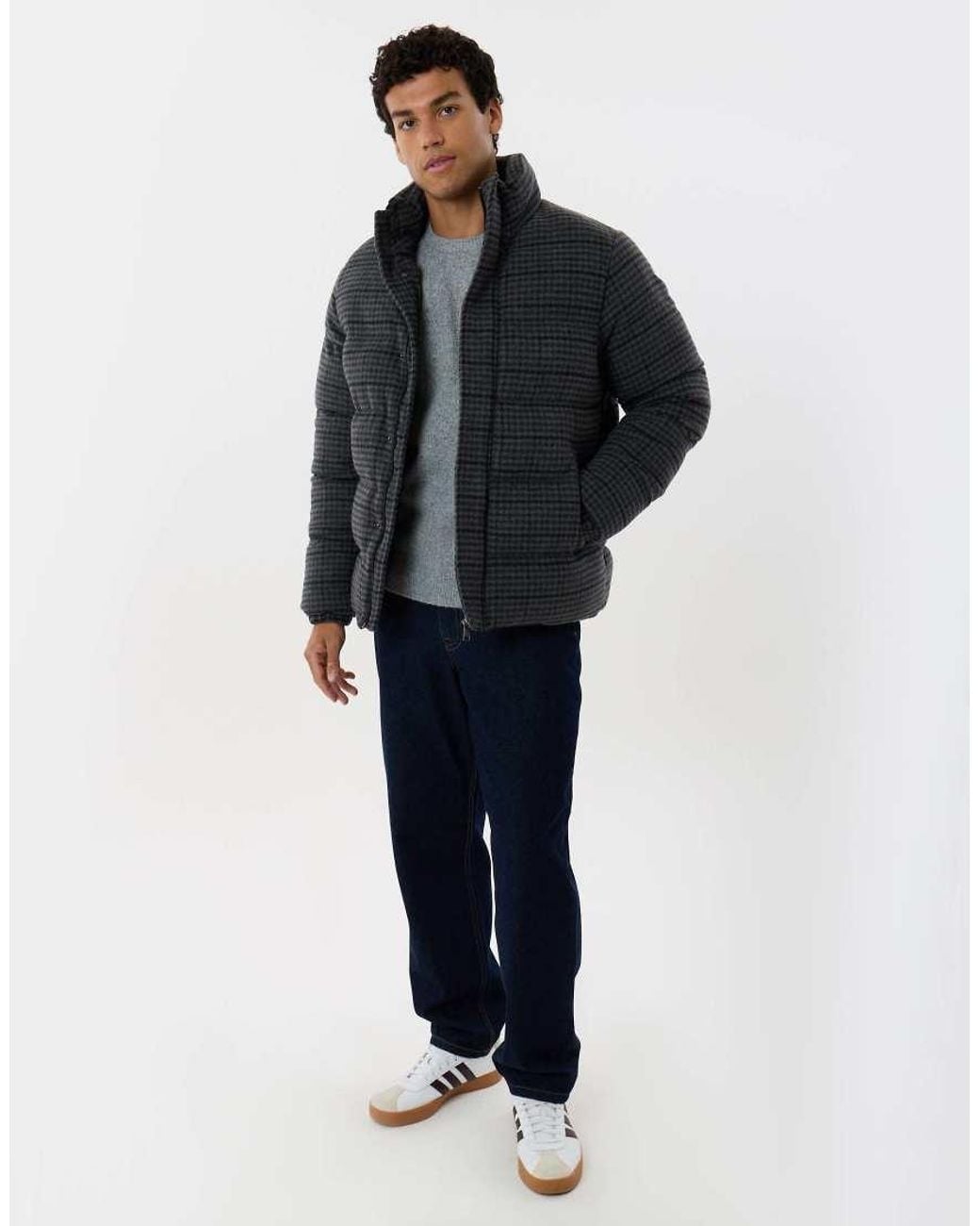 Threadbare Black Funnel Neck Puffer Coat for men
