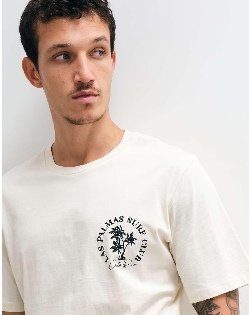 Jack & Jones White Palm Tree Back Print T-shirt for men