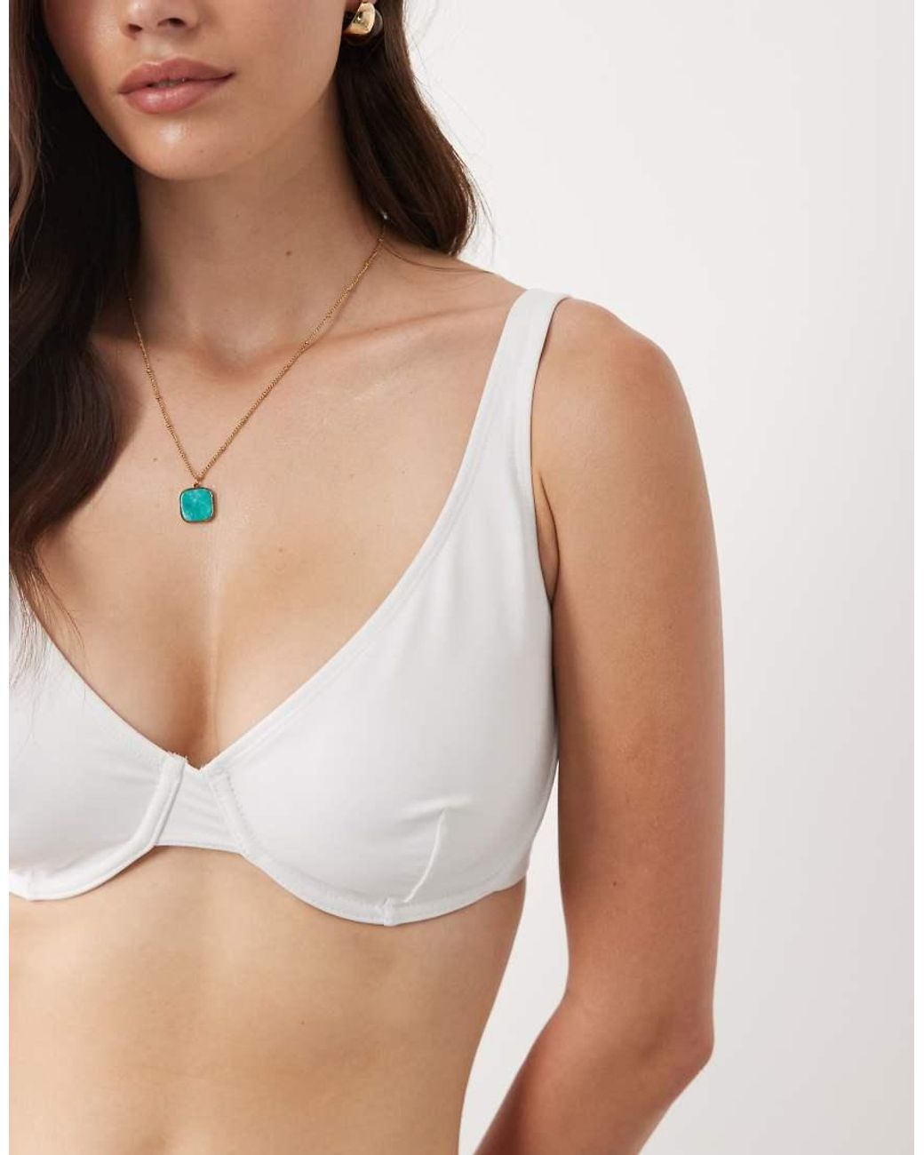 ASOS White Fuller Bust Maya Marina Del Rey High Apex Plunge Underwired Bikini Top