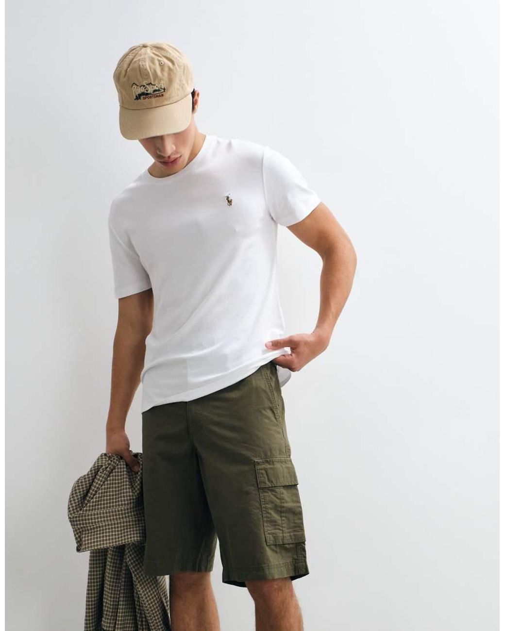 Polo Ralph Lauren White Icon Logo Short Sleeve Custom Slim Pima T-shirt for men