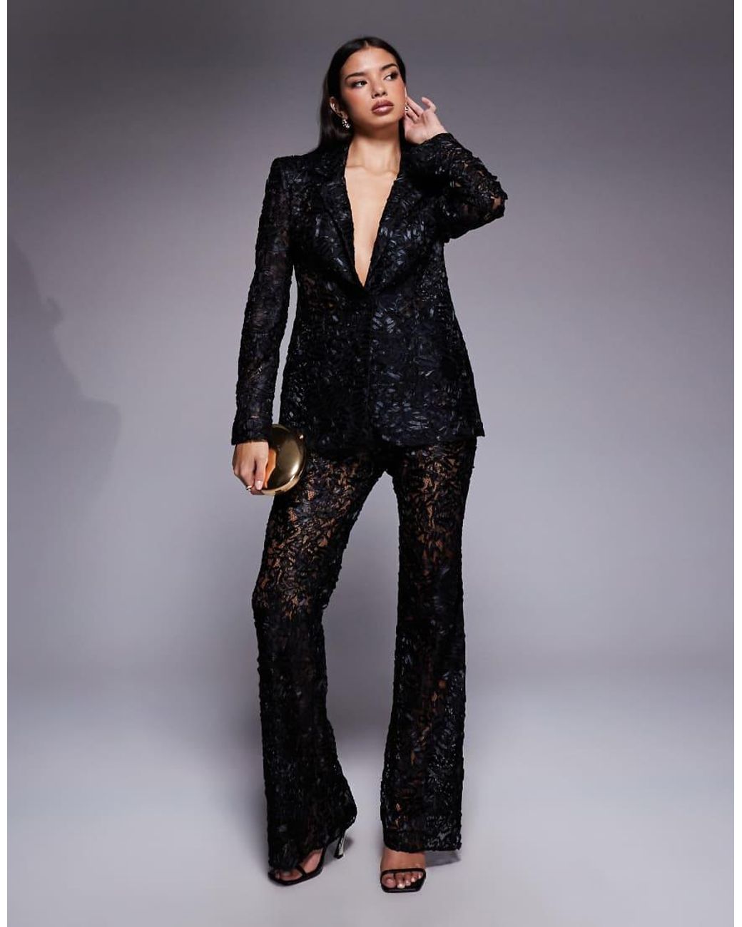 ASOS Black Lace Tailored Blazer Co-ord