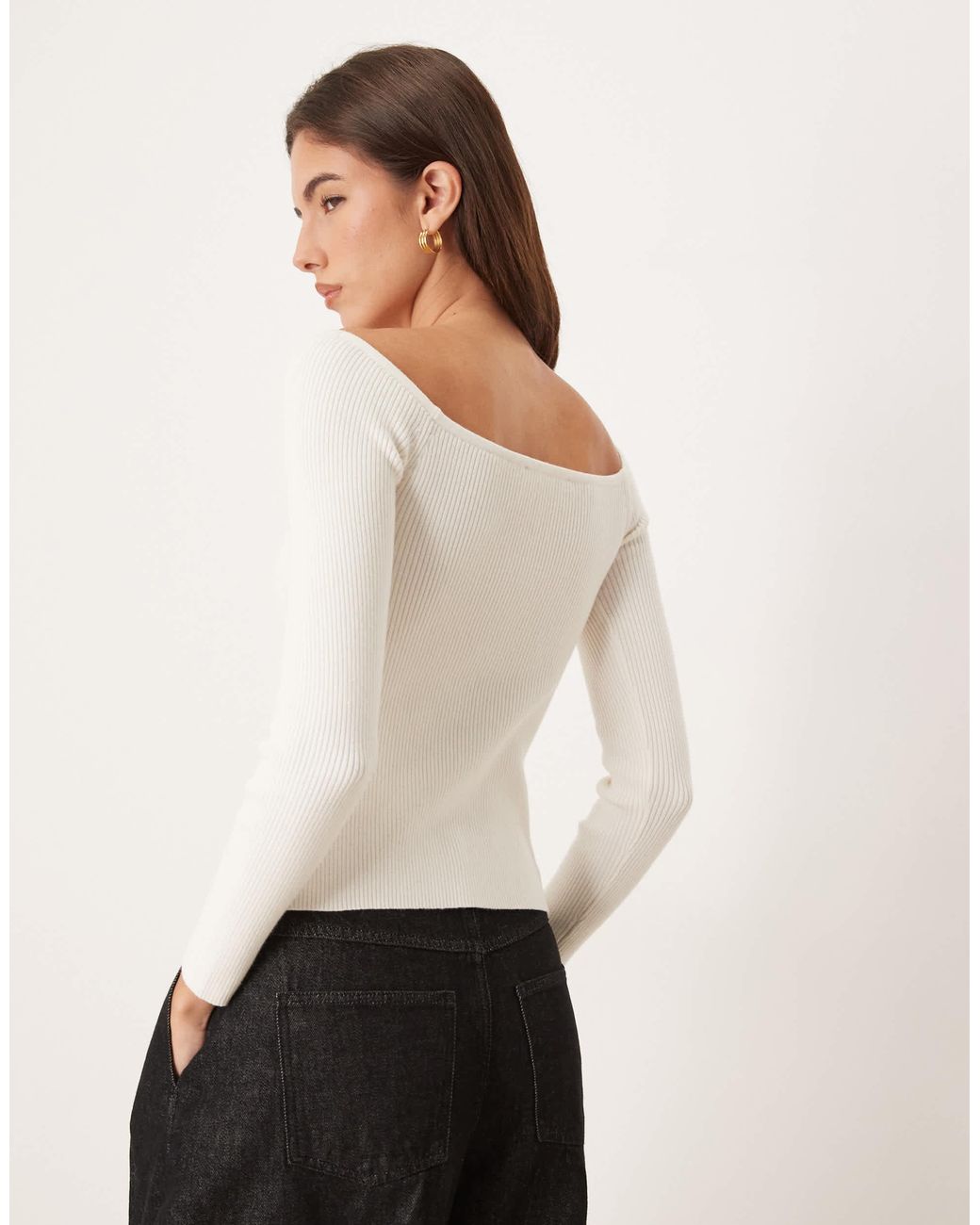 Abercrombie & Fitch White – schulterfreies oberteil