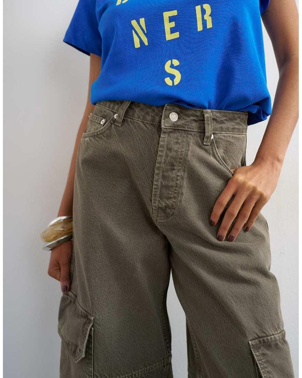 TOPSHOP Gray Carpenter Multi Pocket Jeans