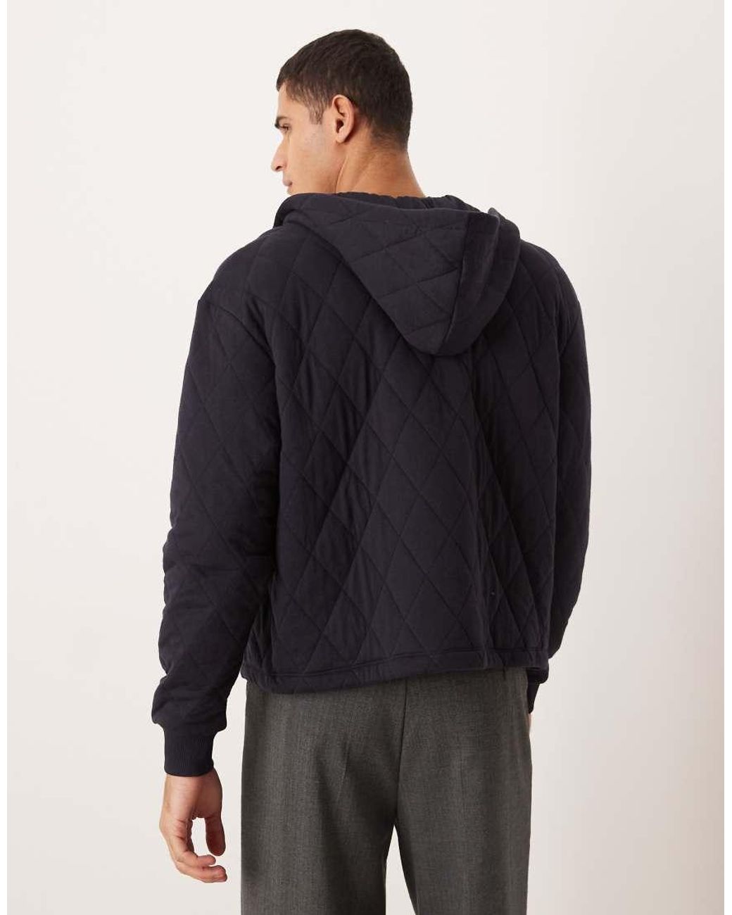 ASOS Blue Boxy Relaxed Quilted Zip-through for men