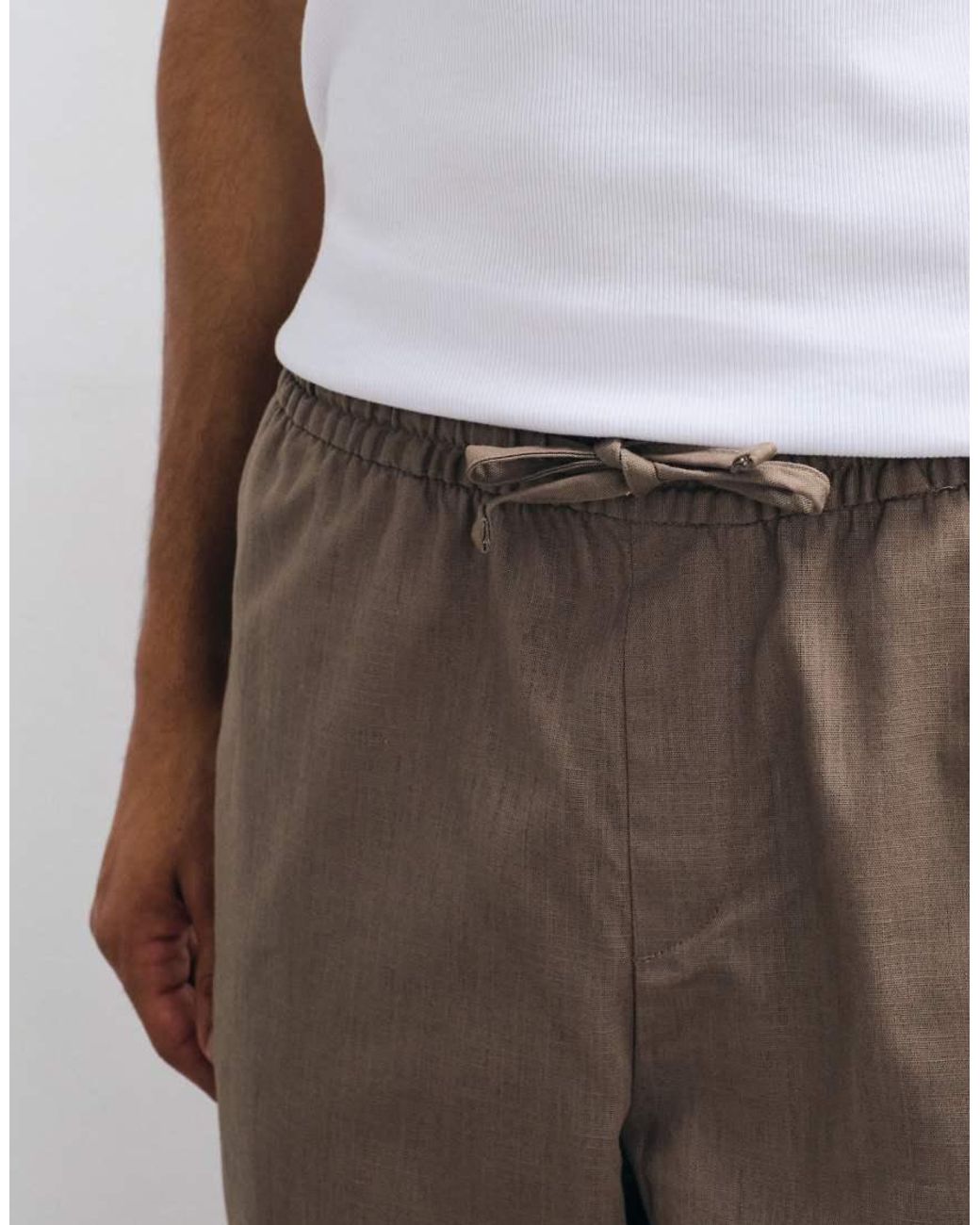 ASOS Natural Tailored Relaxed Tapered Linen Look Pants for men