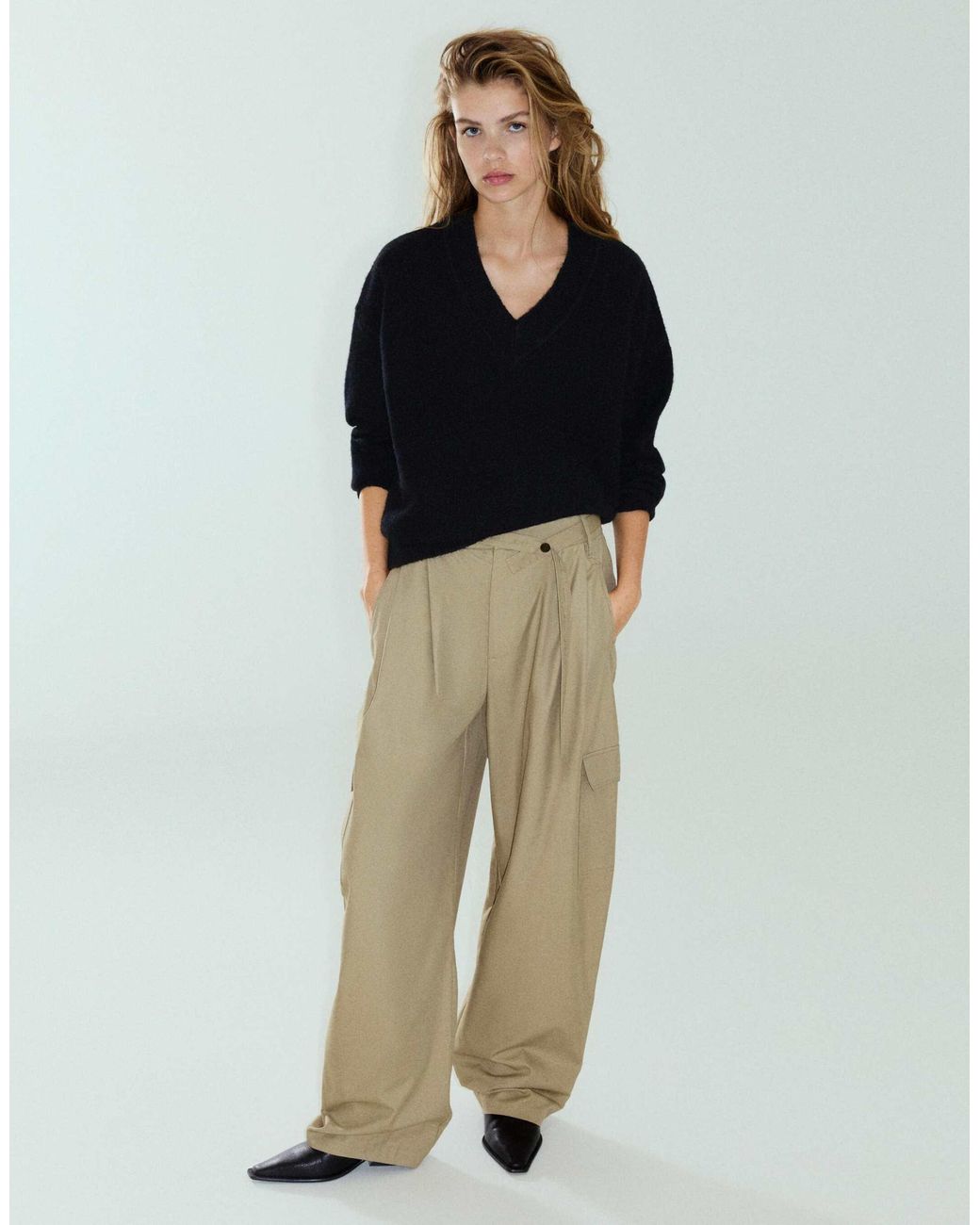 Pull col v coupe carrée Pull&Bear en coloris Blue