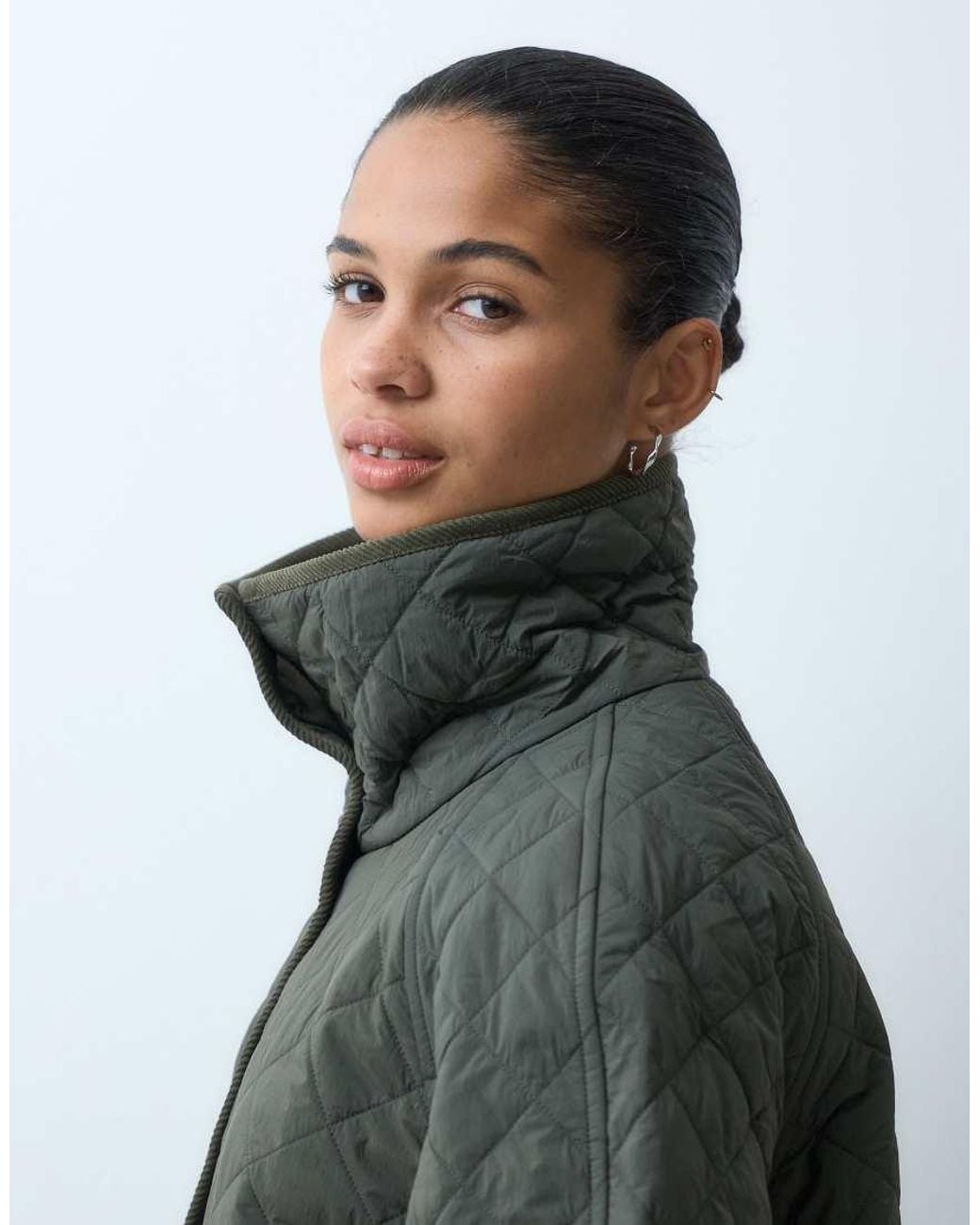 ARKET Multicolor Funnel Neck Quilted Jacket