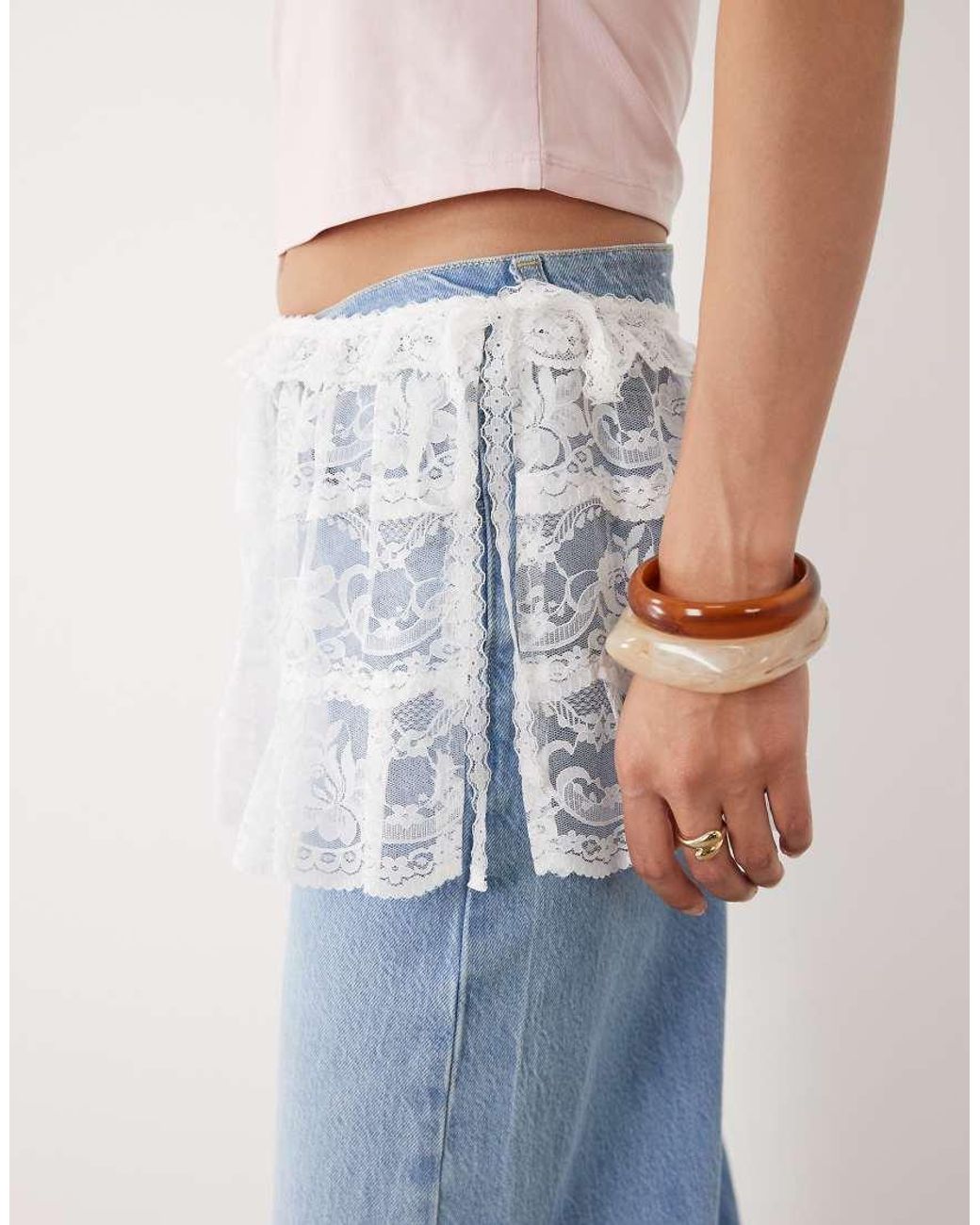 Motel White Asa Lace Wrap Skirt Effect Belt