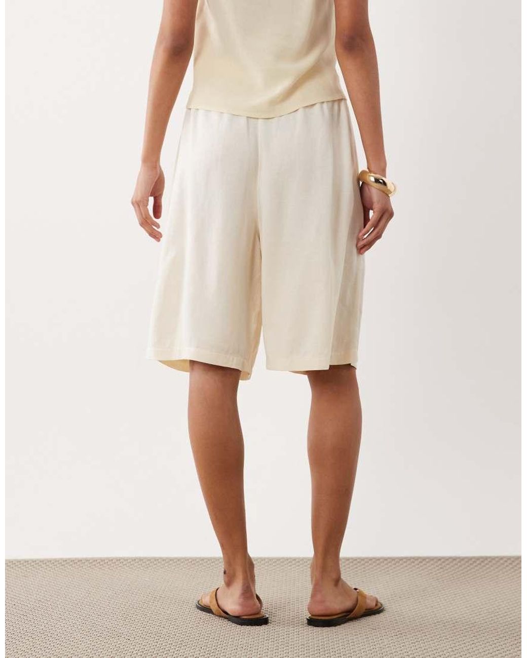 ASOS Natural Linen Blend Bermuda Shorts