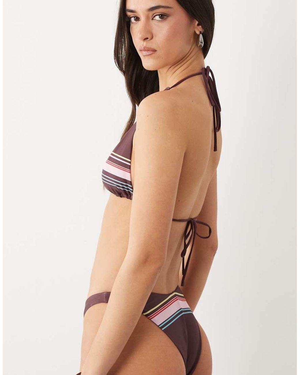 ASOS Brown Skylar Ibiza High Leg Cheeky Bikini Bottom