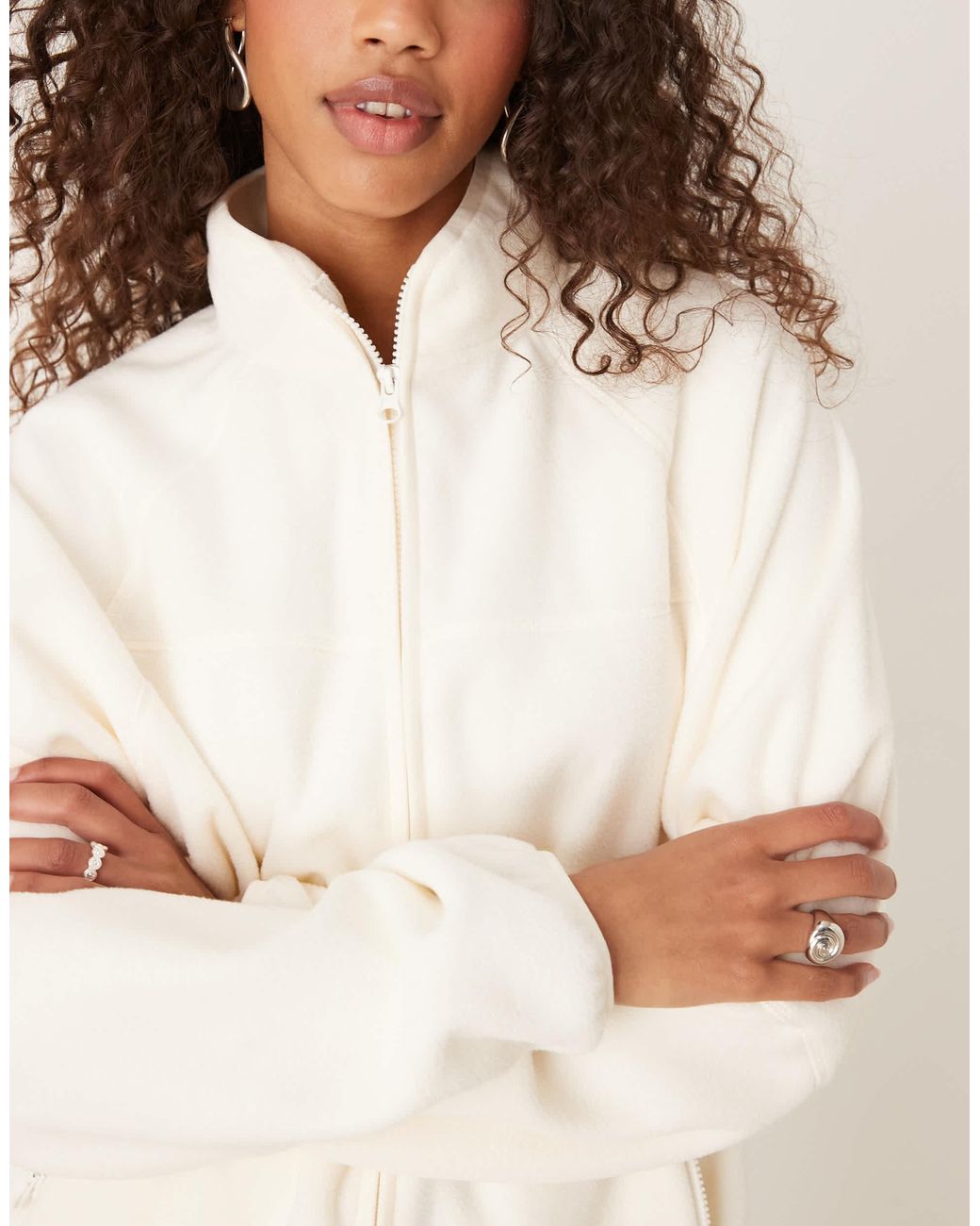 ASOS Natural Zip Through Fleece