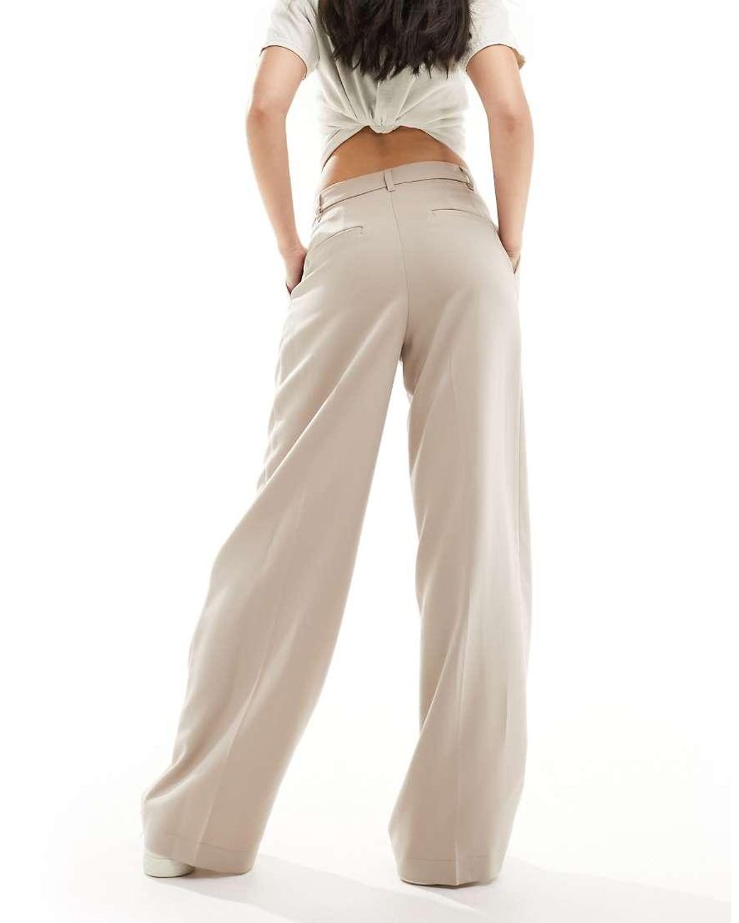 Monki White High Waist Wide Leg Tailored Trousers