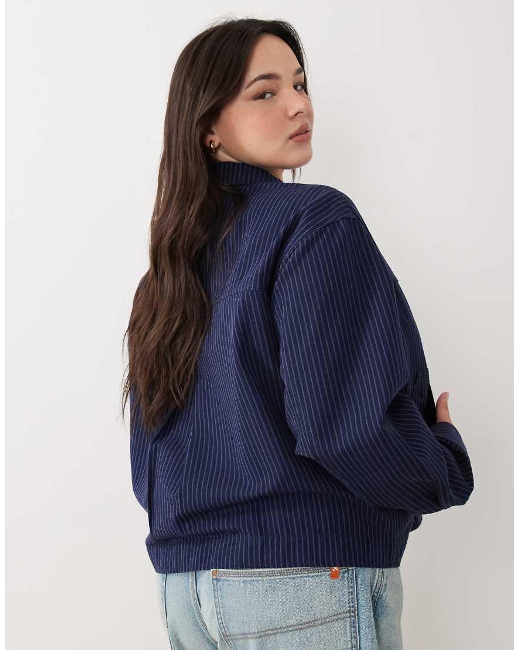 ASOS Blue Asos Design Curve Top Collar Zip Through Jacket