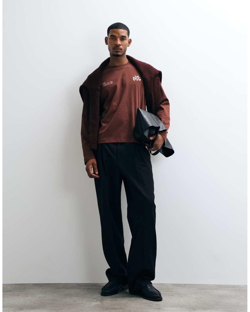 ASOS Red Boxy Oversized Long Sleeve T-shirt With City Graphic for men