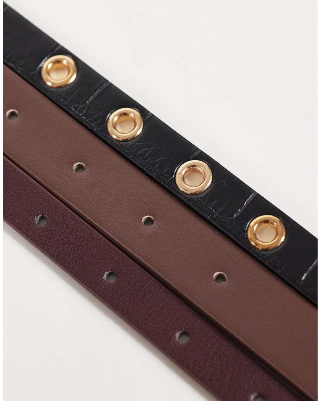 Pieces White 3 Pack Buckle Belts