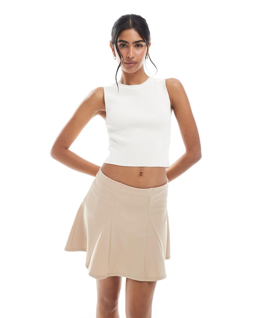 ASOS White Godet Mini Skirt
