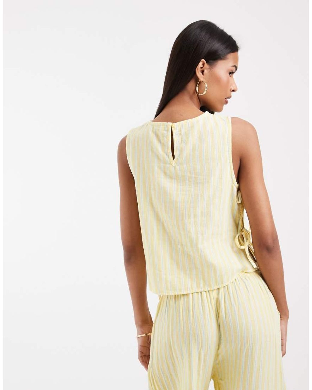ONLY Natural Tie Side Cheesecloth Sleeveless Top Co-ord