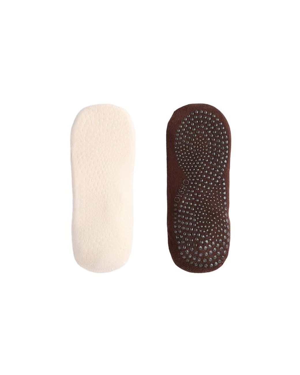 Oysho Natural 2 Pairs Of Padded Cotton Blend Yoga And Pilates Socks With Crossover Straps
