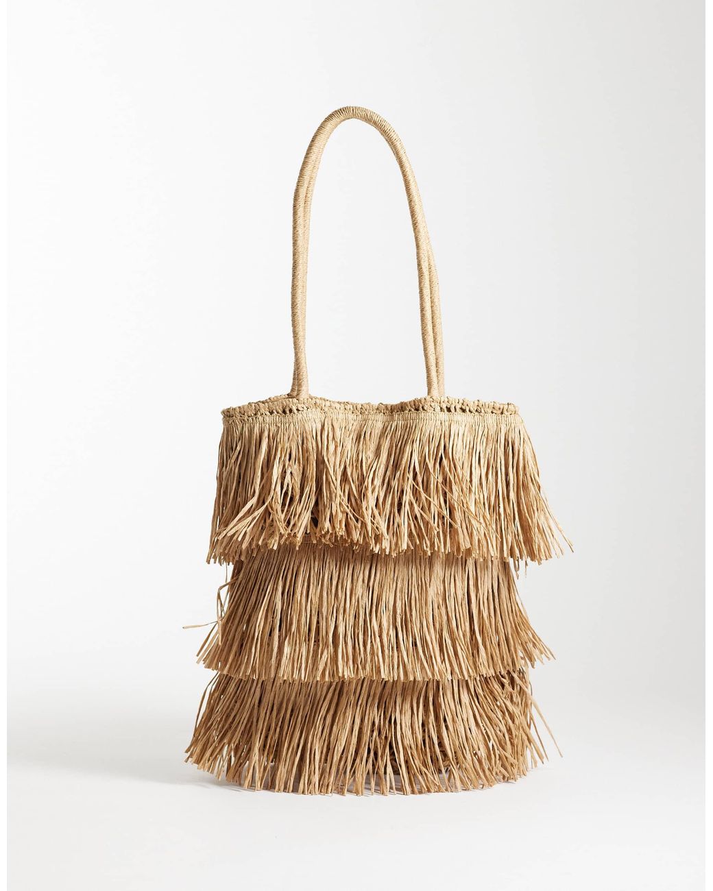 ASOS Natural Straw Fringe Tote Bag