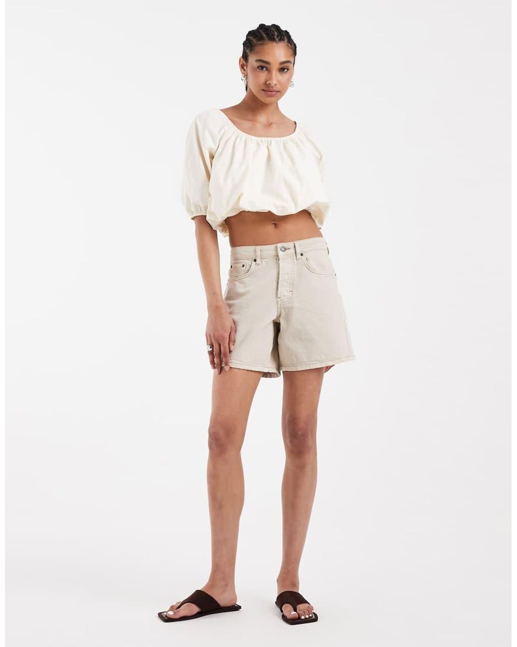 ASOS White Cropped Poplin Bubble Top