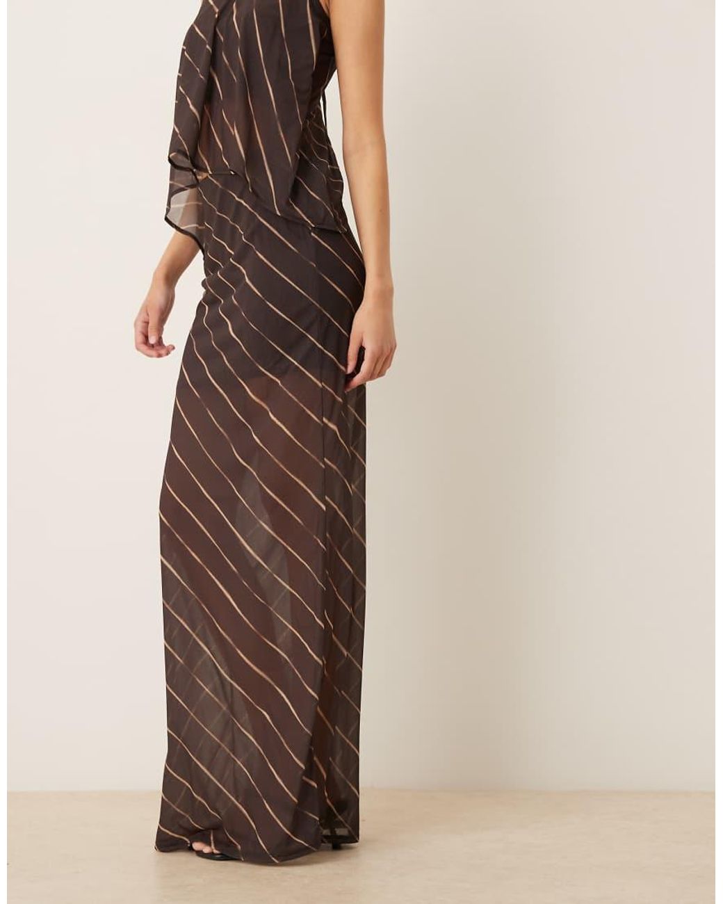 ASOS Natural Co-Ord Sheer Mesh Maxi Skirt