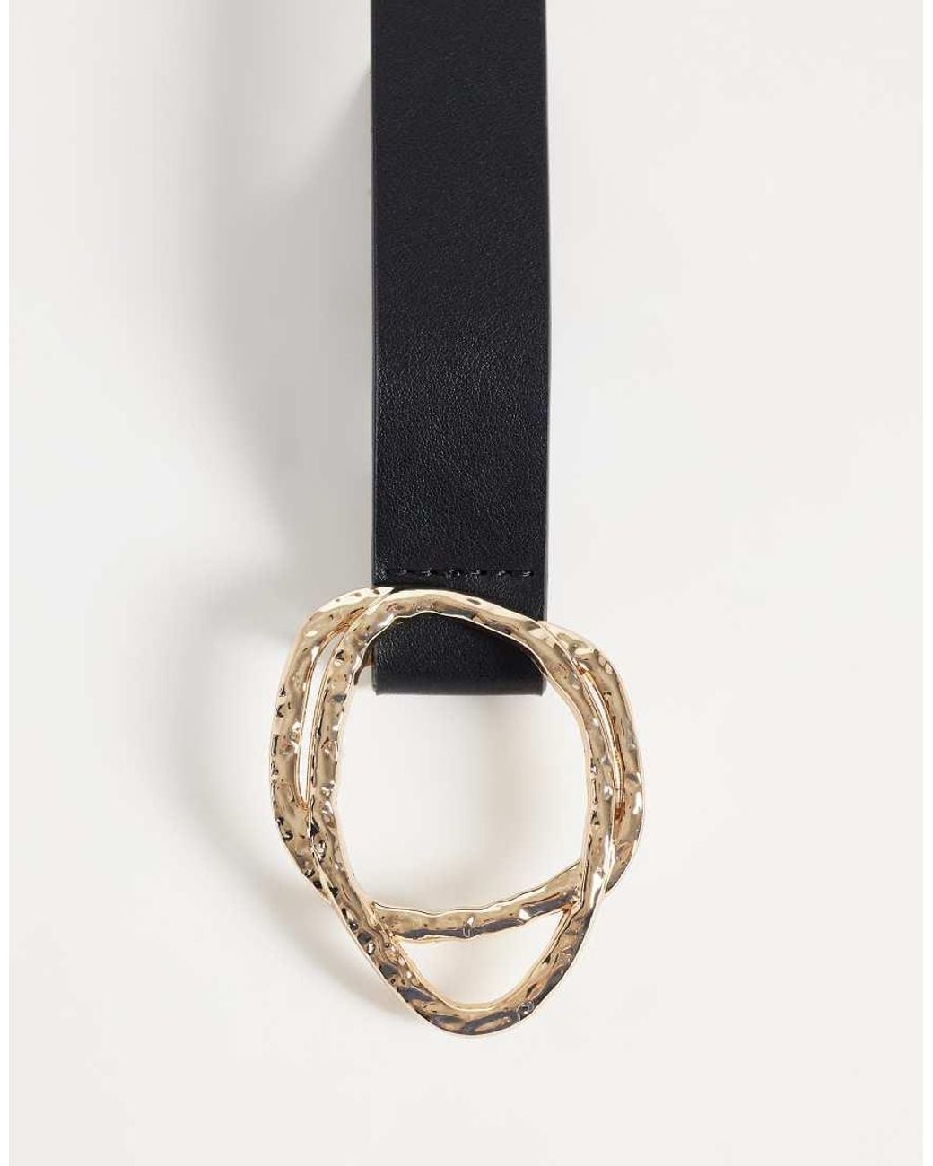 Vero Moda Gray Leather Gold Circle Buckle Belt