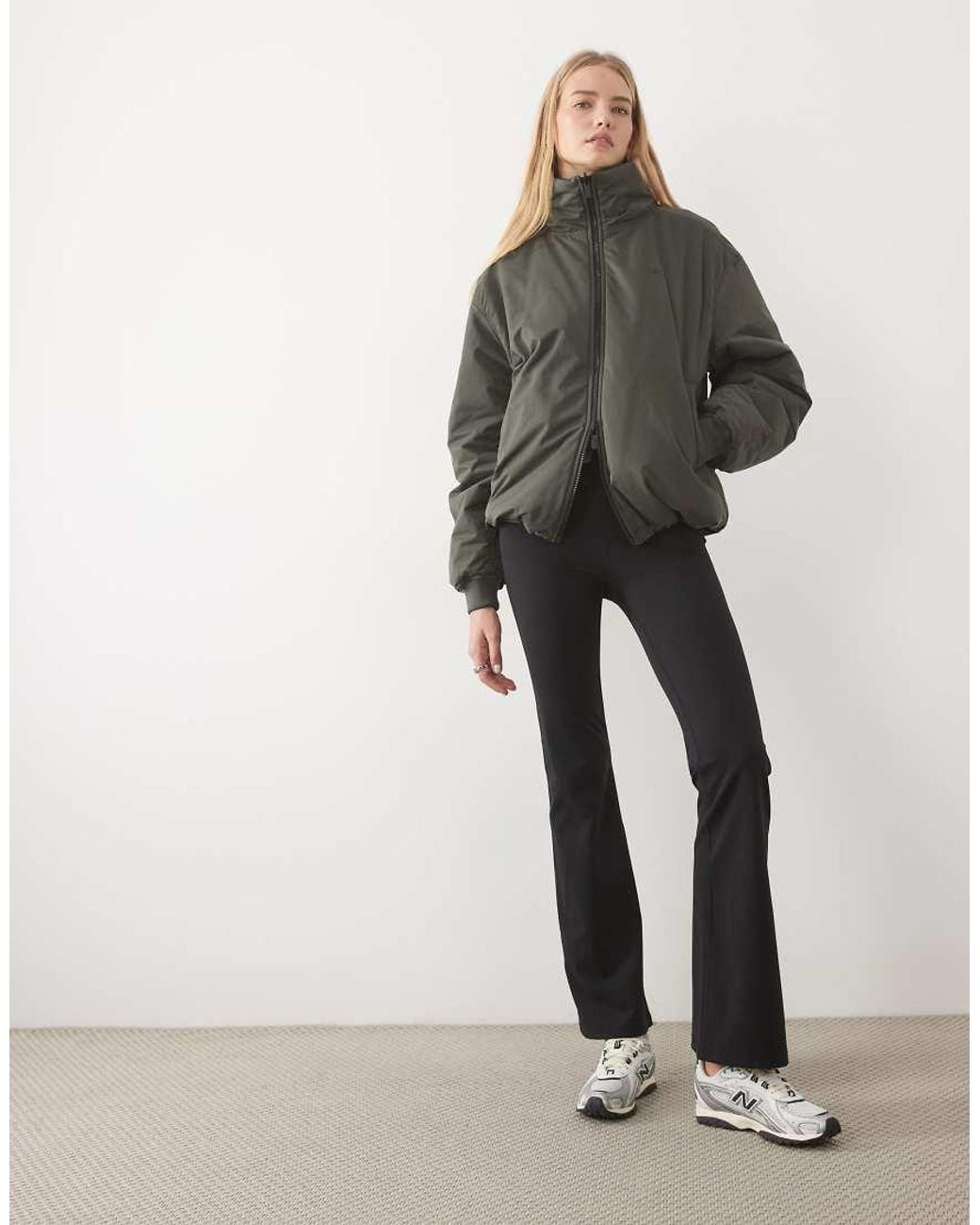 Tala Gray High Neck Reversible Bomber Jacket