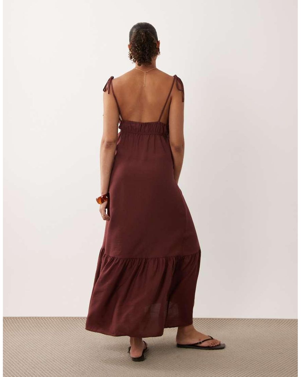 Vero Moda Red Tie Shoulder Cami Midi Tie Dress