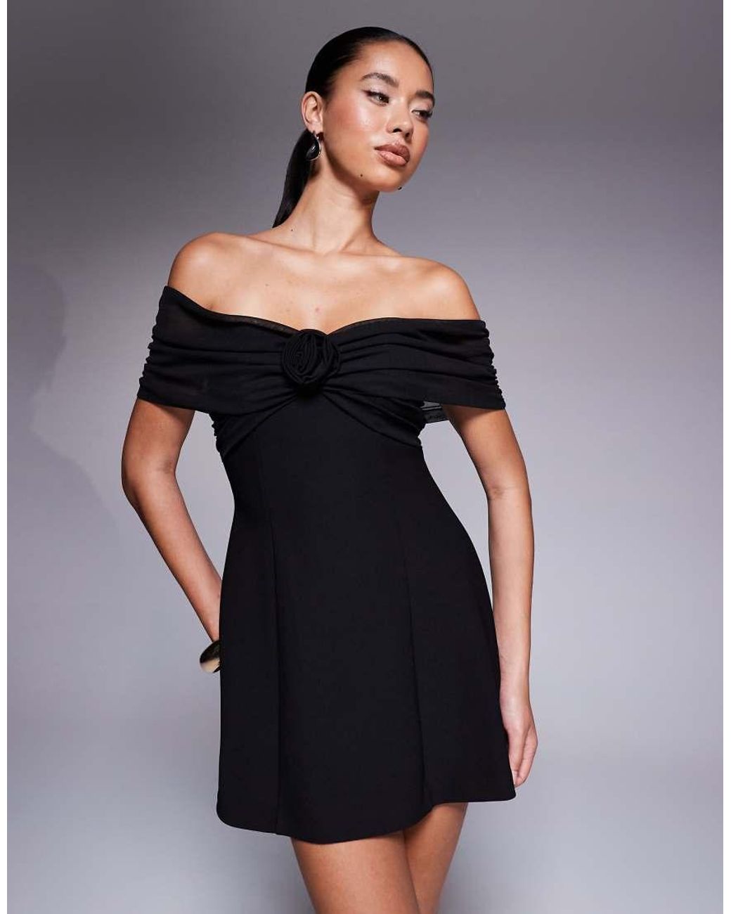 Forever New Black Off Shoulder Mini Dress