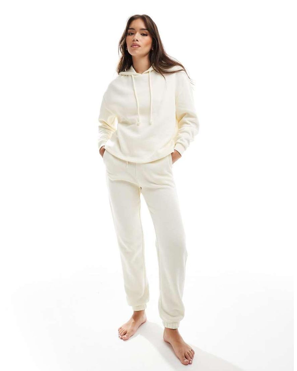 Pieces White Sweat Hoodie Co-ord