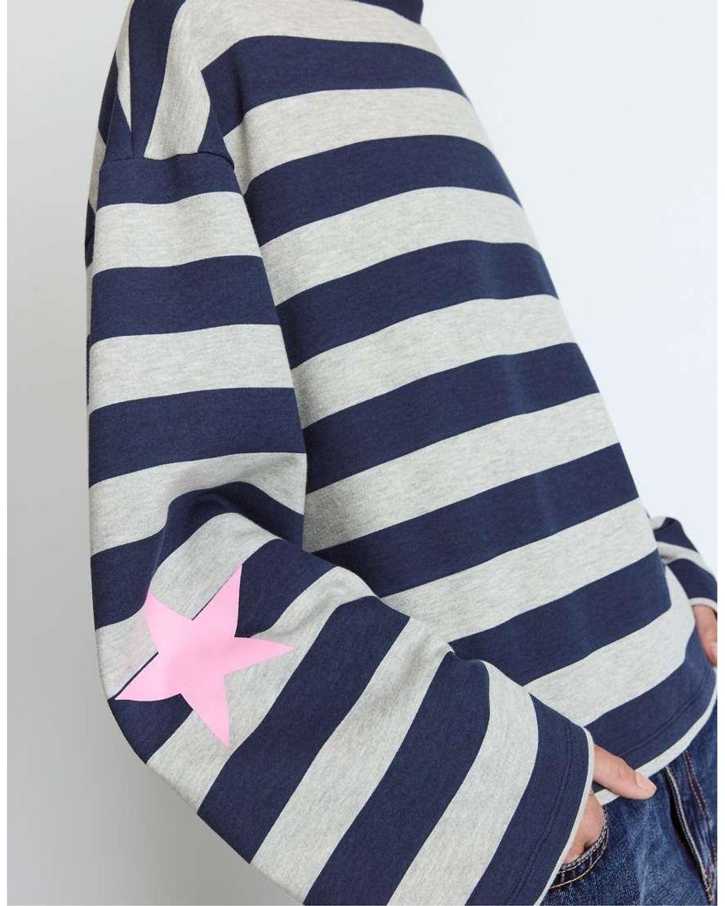 Stradivarius Blue Striped Sweatshirt