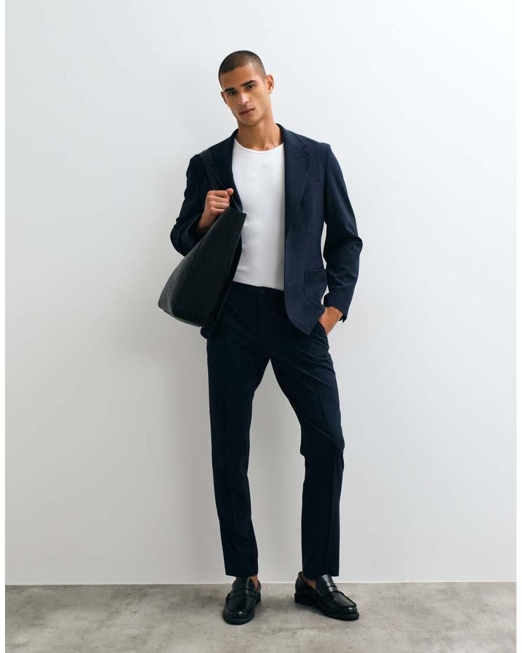 ASOS Blue Stretch Crease Resistant Slim Suit Jacket for men