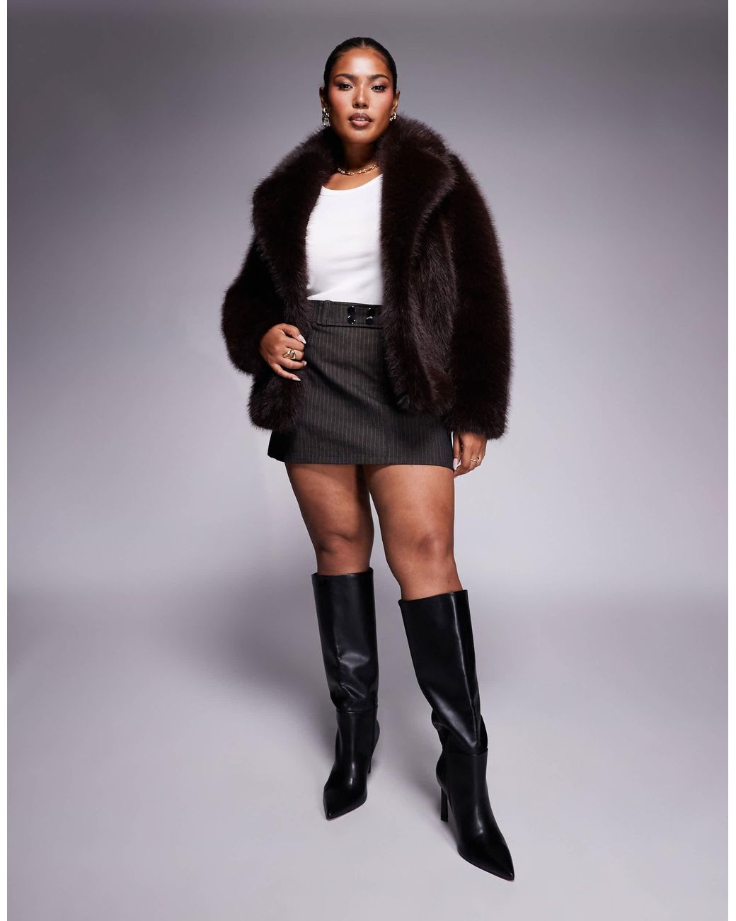 Forever New Black Faux Fur Coat