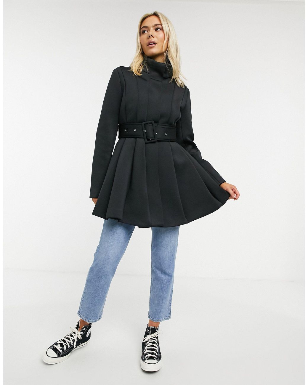 Manteau coupe patineuse en néoprène ASOS en coloris Noir | Lyst