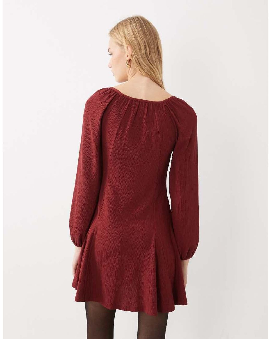 New Look Red Crinkle Tie Front Mini Dress