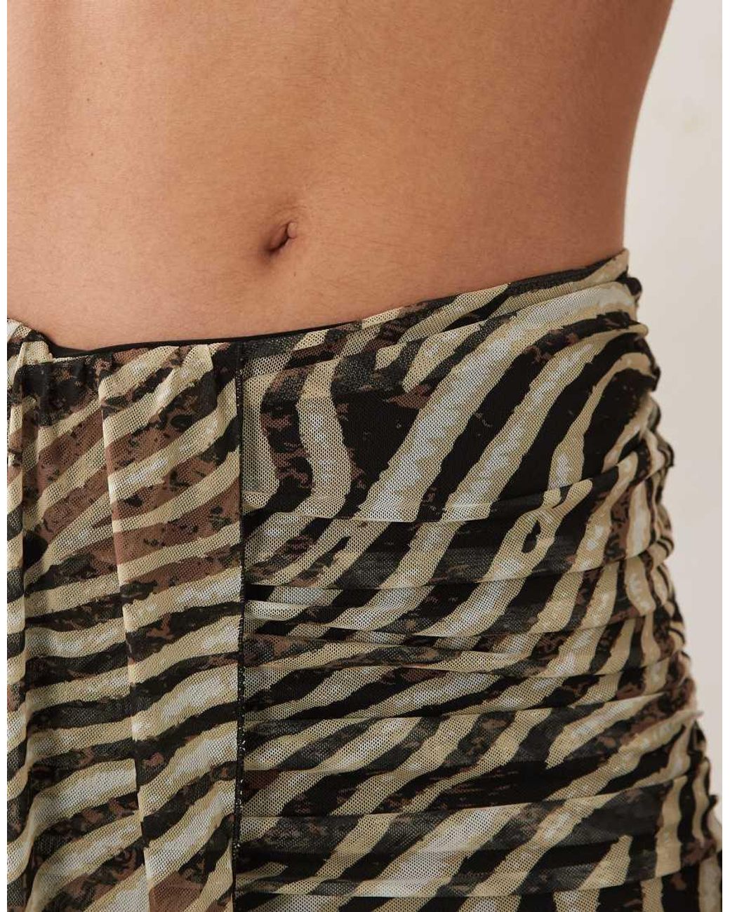 Kaiia Black Exclusive Textured Mesh Drape Detail Mini Skirt