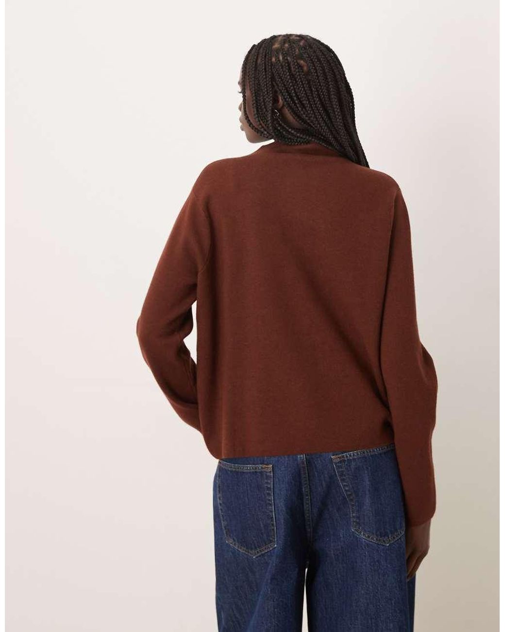 Mango Brown High Neck Jumper