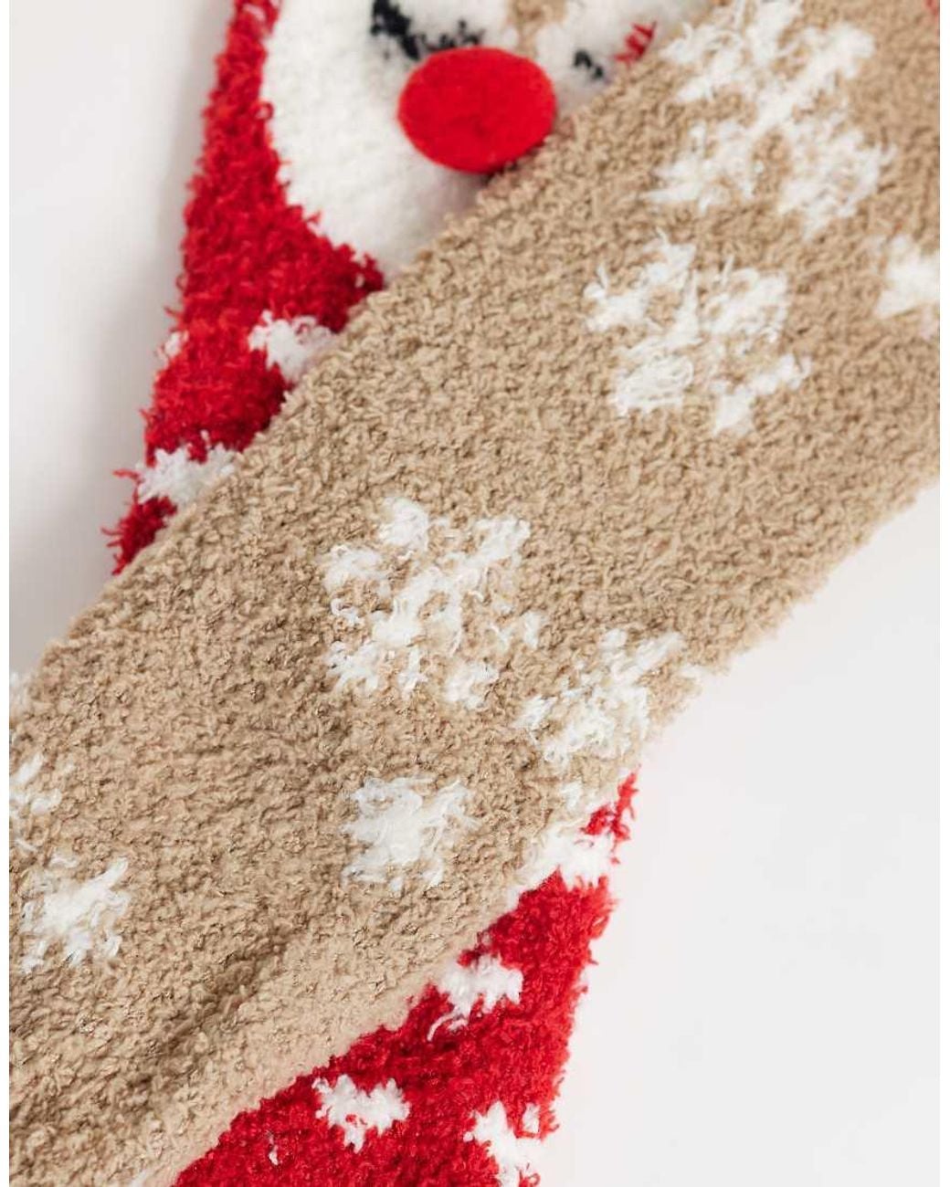 Pieces Red Christmas 2 Pack Fluffy Reindeer And Snowflake Socks