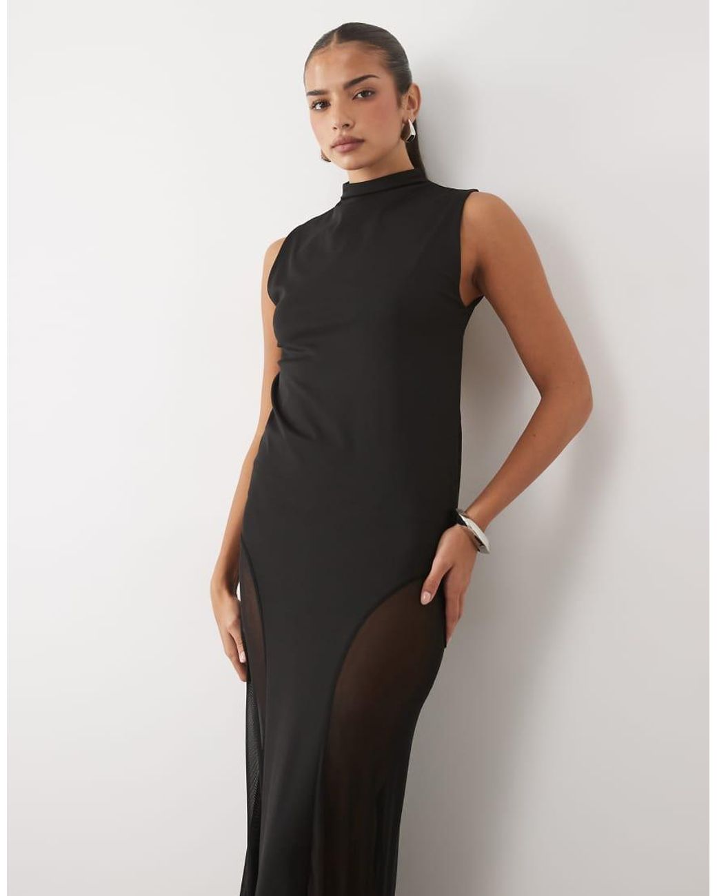 ASOS Black High Neck Sleeveless Maxi Dress