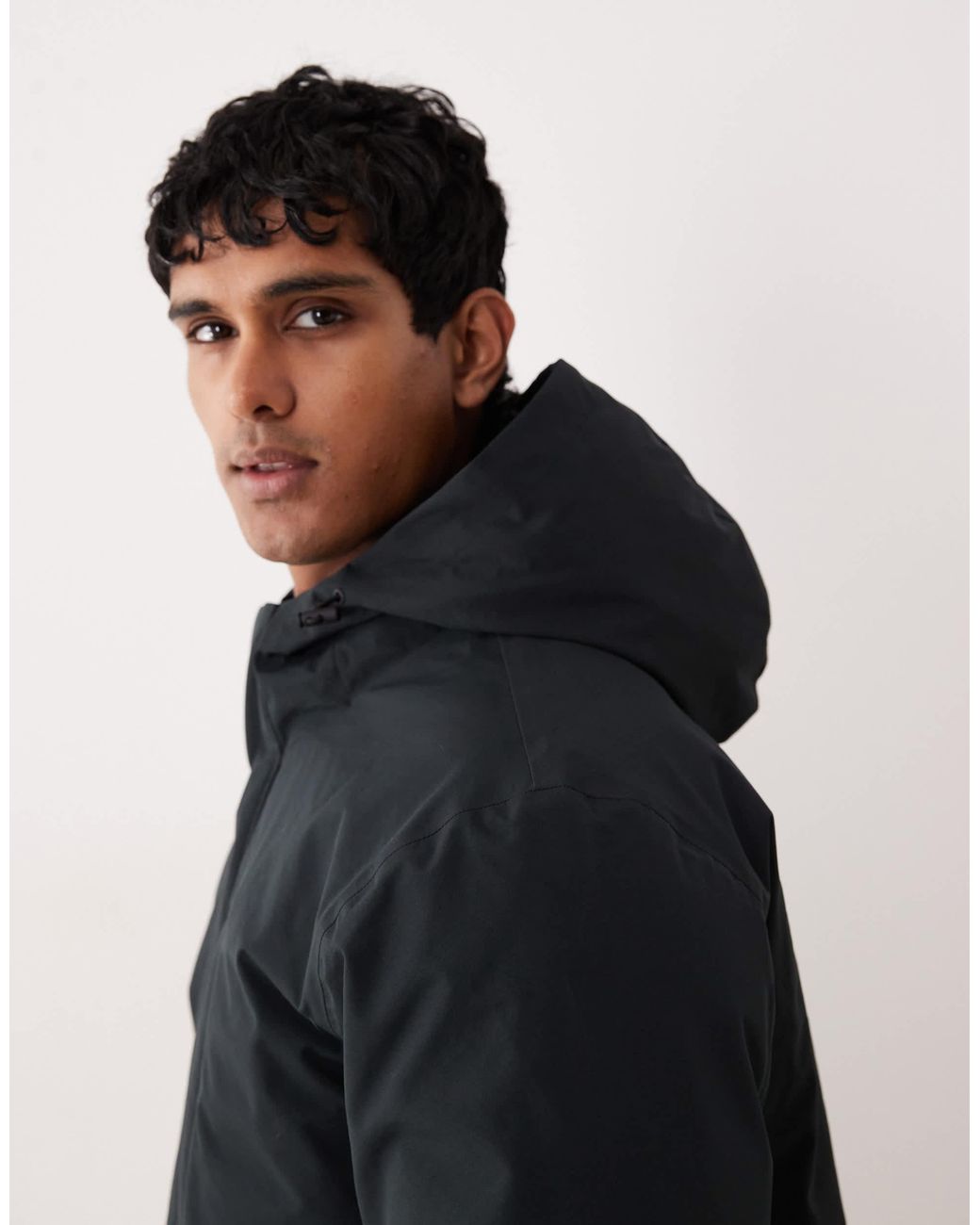 SELECTED Black Tech Parka Jacket for men