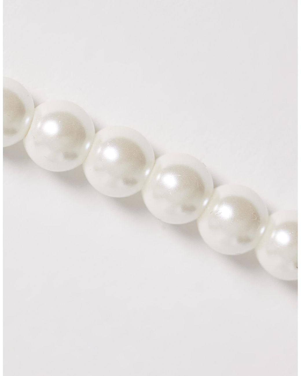 ASOS White Festival Short 6mm Glass Faux Pearl Necklace for men