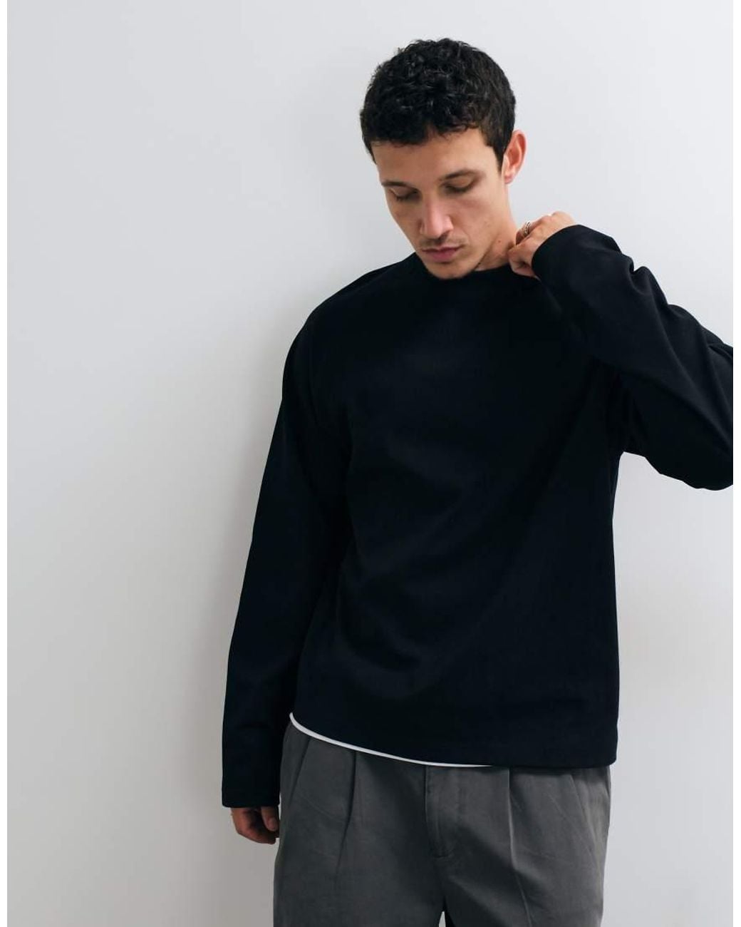 ASOS Blue Interlock Relaxed Raglan T-shirt for men