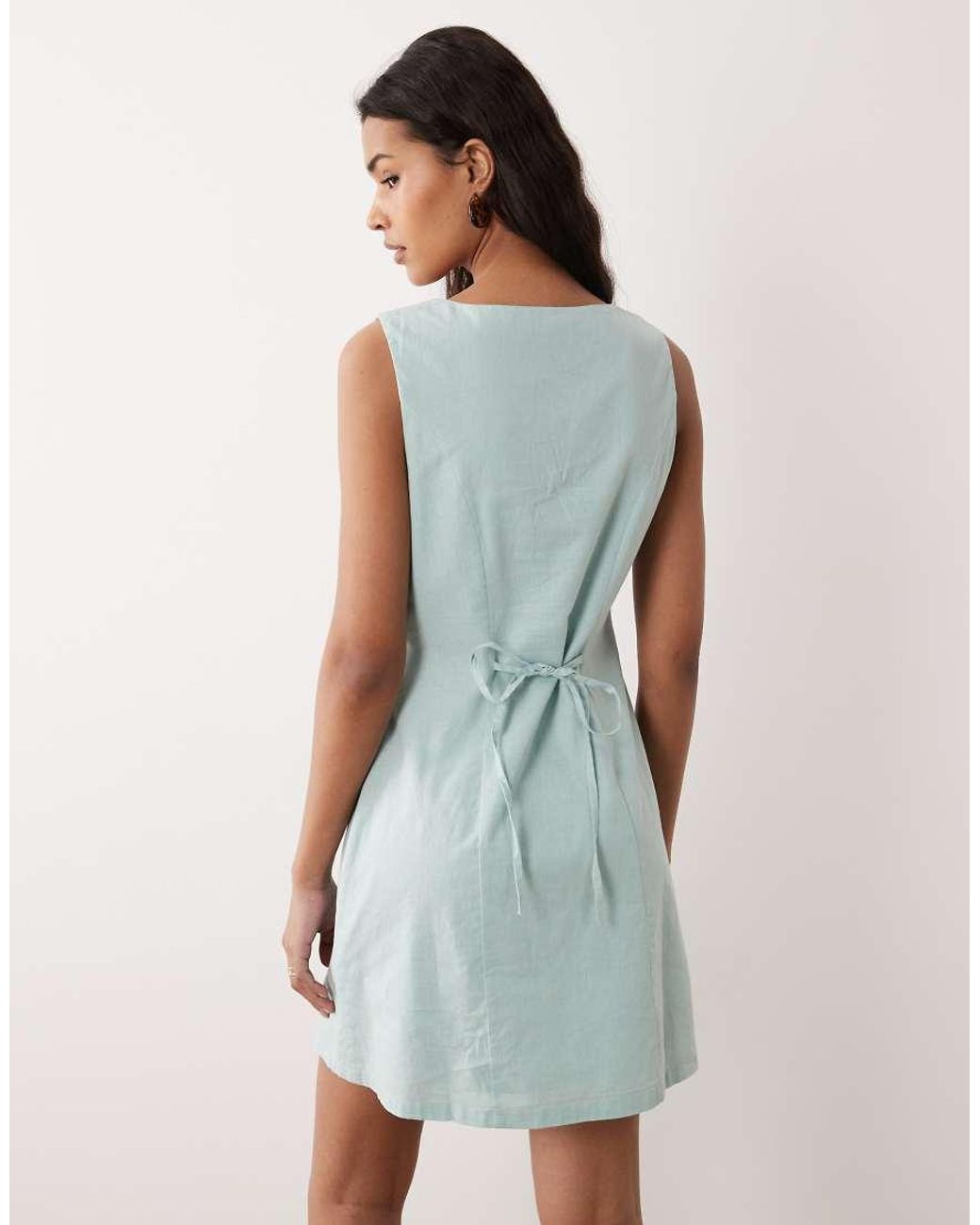 Nobody's Child Blue Rosie Square Neck Mini Dress With Button Front