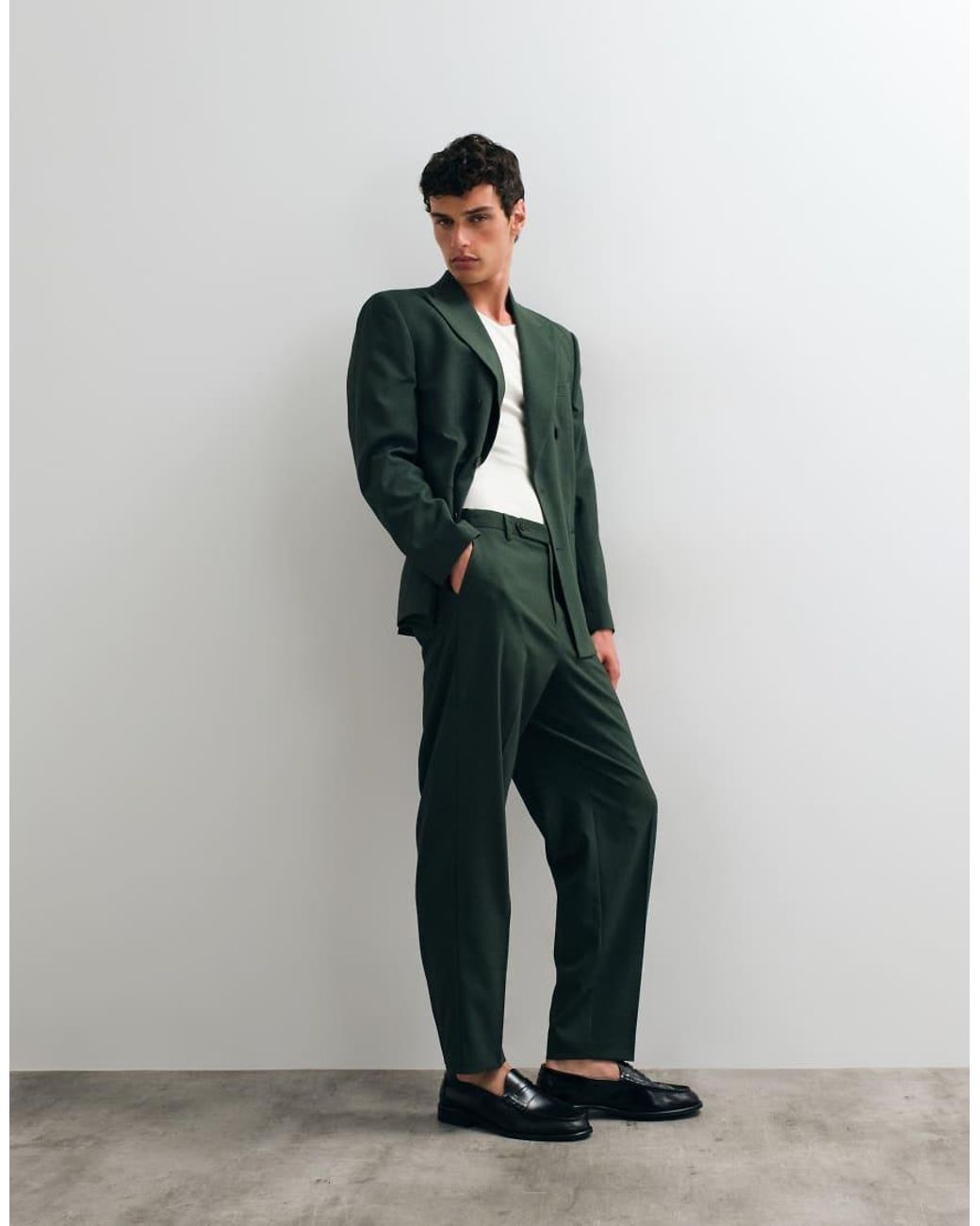 ASOS Green Relaxed Tapered Suit Pants for men