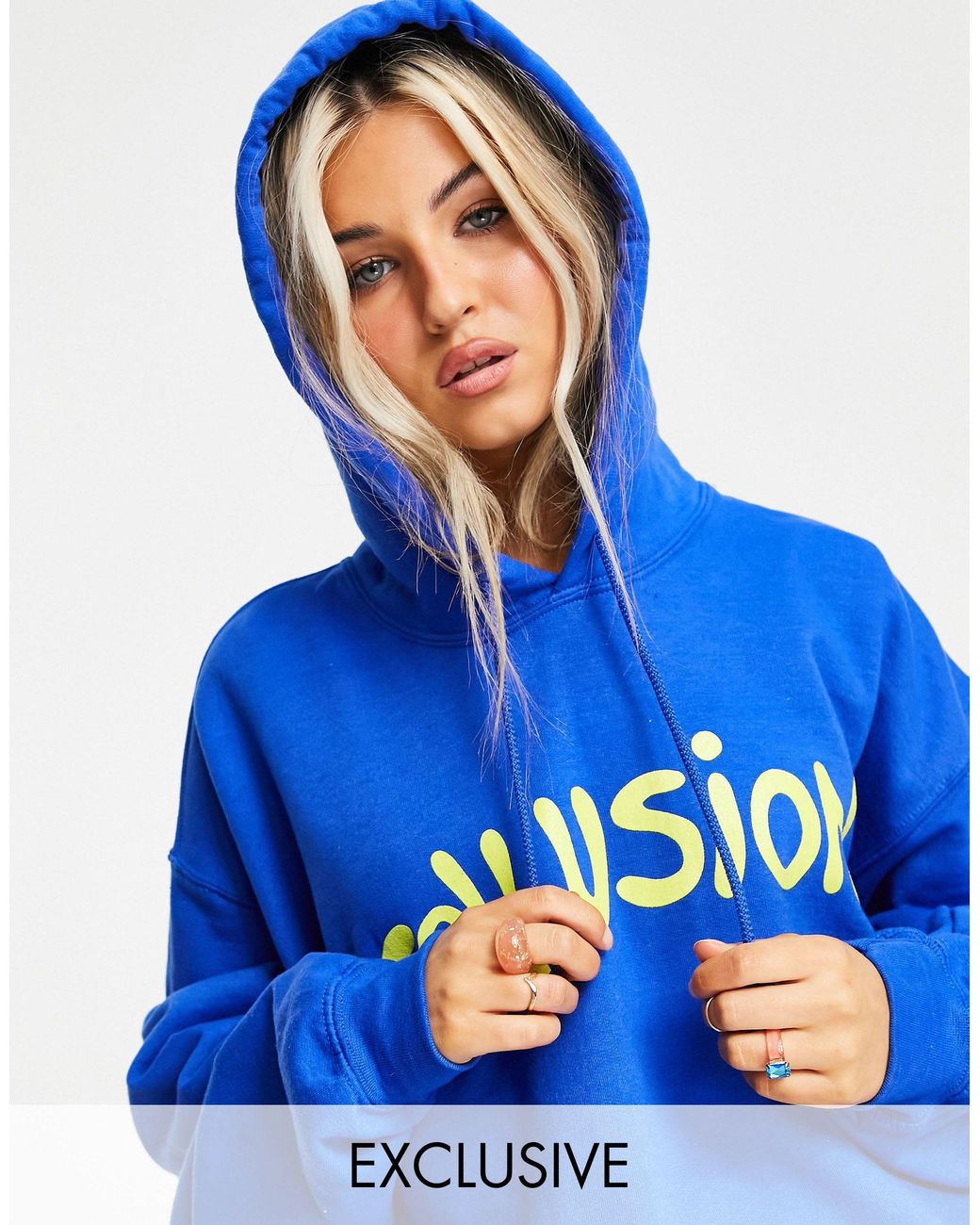 Collusion Oversized Branded Hoodie Co-ord in Blue | Lyst